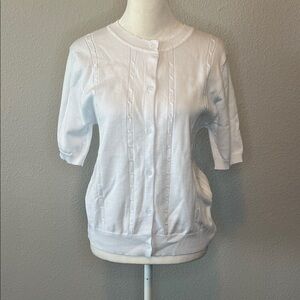 Urban Coco Cable Knit Cardigan White Size Medium NWT